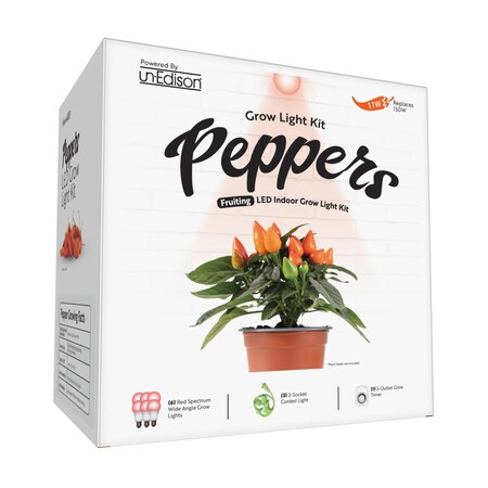 Miracle Led Unedison 2-Socket Red Spectrum 11W Replace 150W Wide Angle Indoor Pepper Grow Light Kit, 3PK 802022